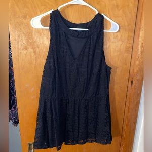 Lace peplum top with keyhole